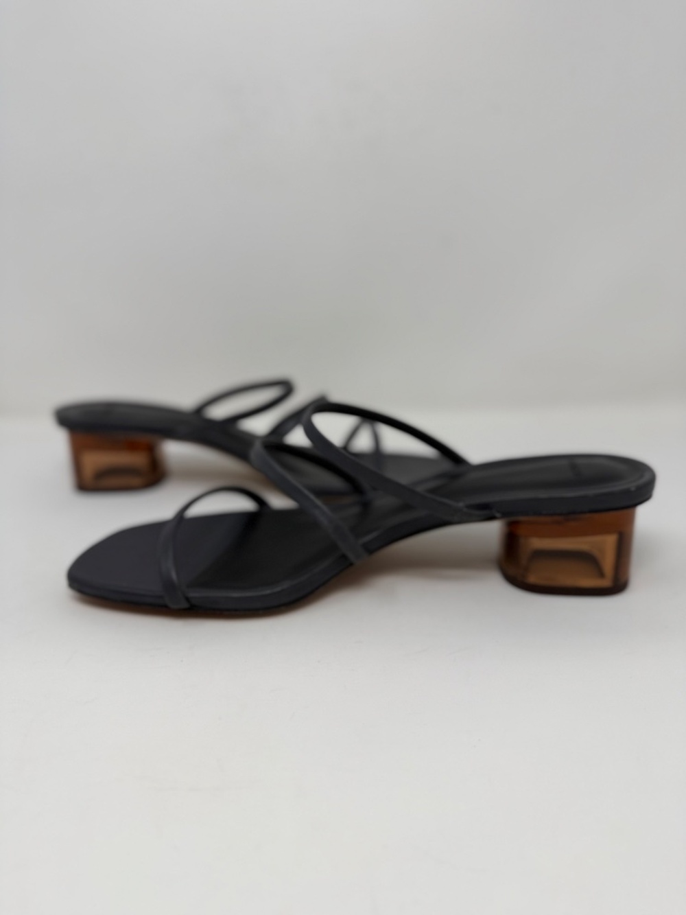 New Vince Palm Springs Leather Heeled Sandal In Iris Slate Sz 7.5 - Picture 12 of 14